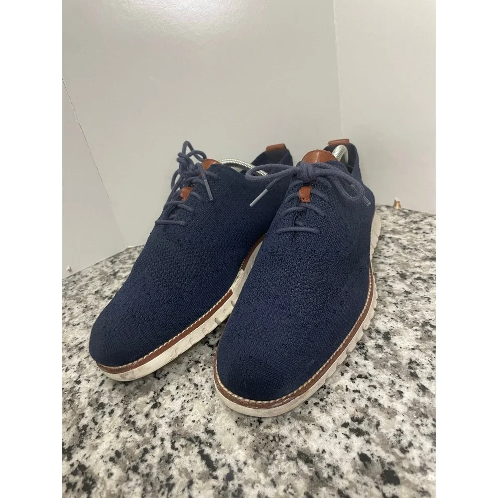 Cole Haan ZeroGrand Stitchlite Navy Blue Wingtip Oxford Shoes C24947 Mens 9M